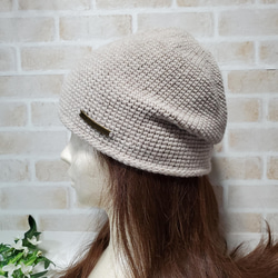 手編みシンプル帽子　柔らかなメリノウールとロイヤルベビーアルパカ日本製の糸を使用 2枚目の画像