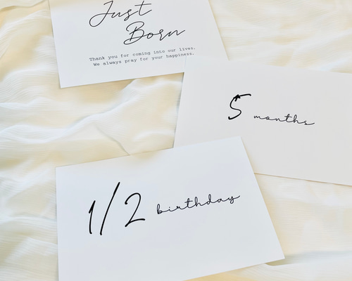 マンスリーカード 月齢カード 《シンプル ブラック③》横向き 雑貨