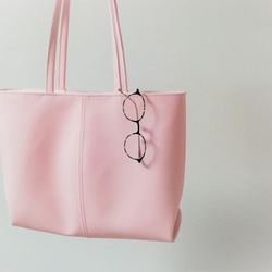 桜ピンク色のふわりトートバッグ（Ｌ）「Creema限定」 2枚目の画像