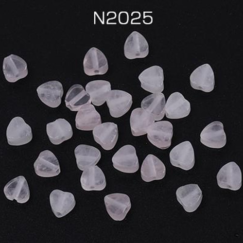 N2025 30個 天然石ビーズ ローズクォーツ ハート型 4mm 3X（10ヶ