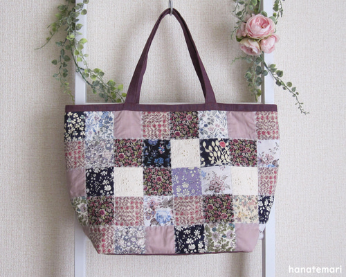 大きなお花のトートバッグ ハンドメイド パッチワーク 手作り