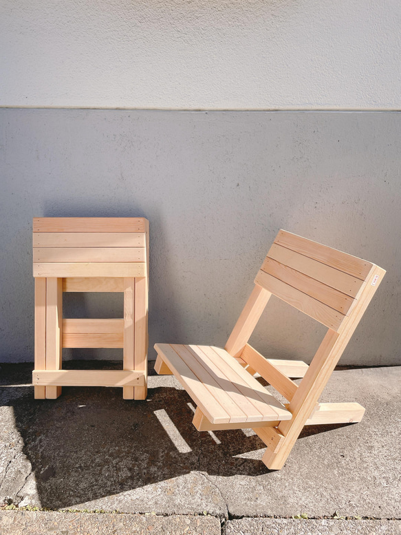 折り畳み木製椅子/キャンプ/スツール/子供用椅子/アウトドア/オリジナルデザイン 1枚目の画像