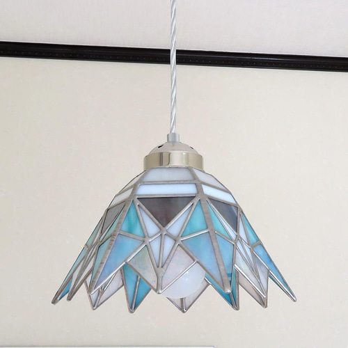 ペンダントライト　ブルー×クリア　ステンドグラス ペンダントライト ブルー×クリア ステンドグラス コバルトブルー