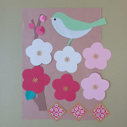 壁面飾り《うぐいす・梅》 ウォールステッカー・ウォールデコ nicott