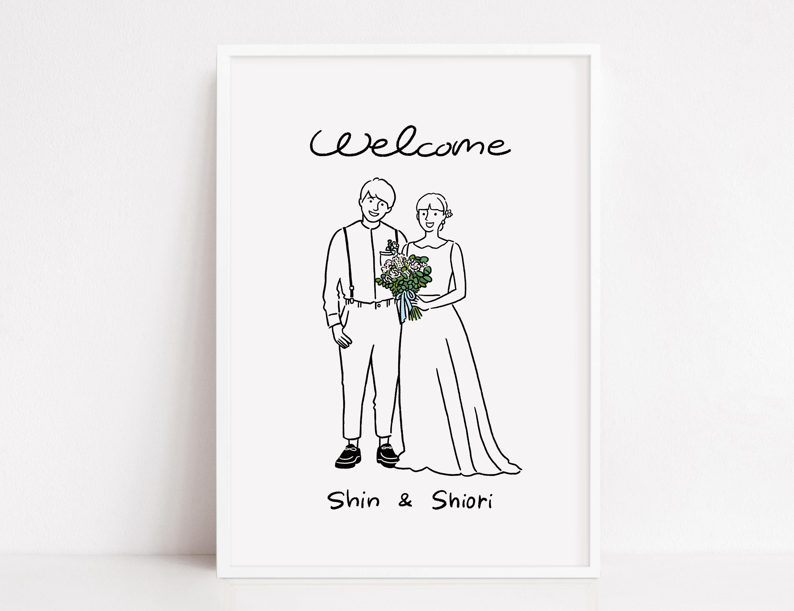 似顔絵ウェルカムボード【ドレス&和装】 │ 結婚祝い おしゃれ似顔絵 POPEYE