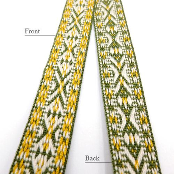 ジャガードリボン【 Tyrolean / Yellow × Green 】15mm × 50cm 4枚目の画像