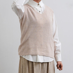 草木染め コットンベスト ライトベージュ 2枚目の画像