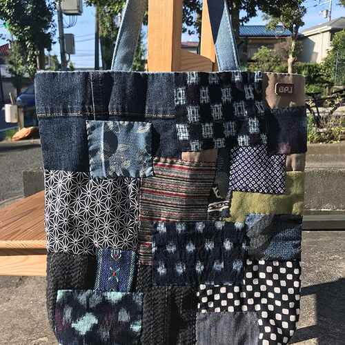 襤褸パッチワーク「トートバッグ-001」 トートバッグ tukurite 通販
