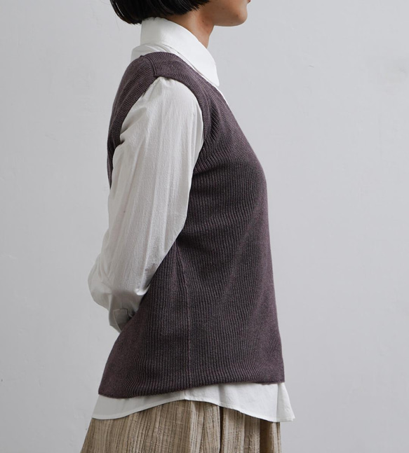 草木染め コットンコベスト パープル 5枚目の画像