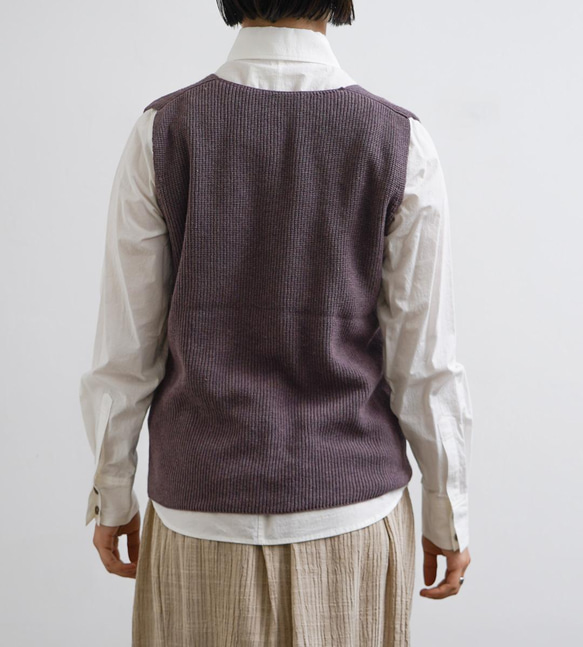 草木染め コットンコベスト パープル 3枚目の画像