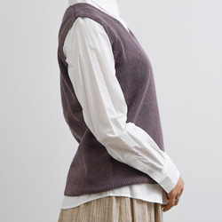 草木染め コットンコベスト パープル 4枚目の画像