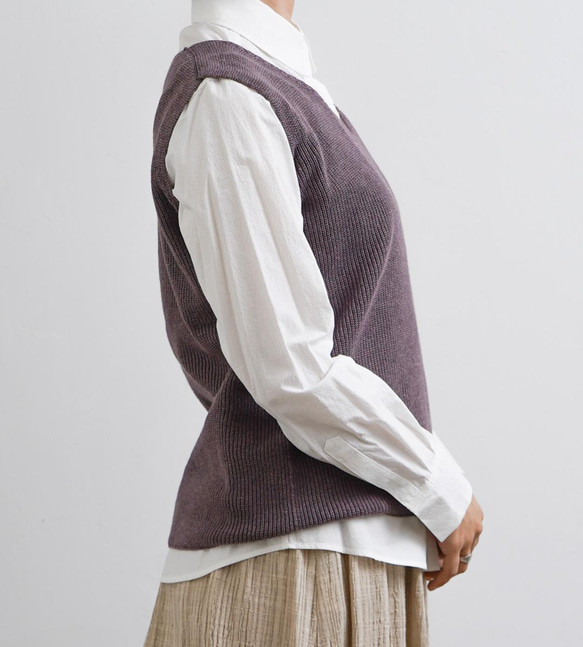 草木染め コットンコベスト パープル 4枚目の画像