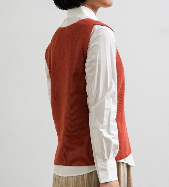 草木染め コットンベスト オレンジ 4枚目の画像