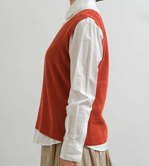 草木染め コットンベスト オレンジ 6枚目の画像