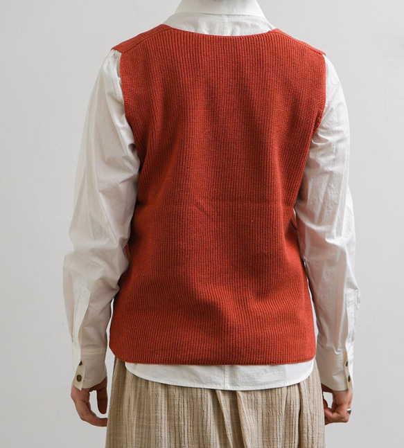 草木染め コットンベスト オレンジ 5枚目の画像