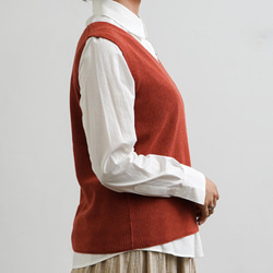 草木染め コットンベスト オレンジ 3枚目の画像