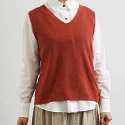 草木染め コットンベスト オレンジ 2枚目の画像