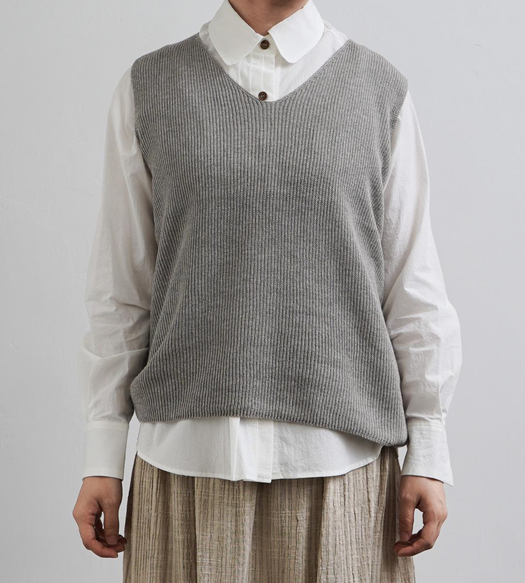 草木染め コットンコベスト グレー