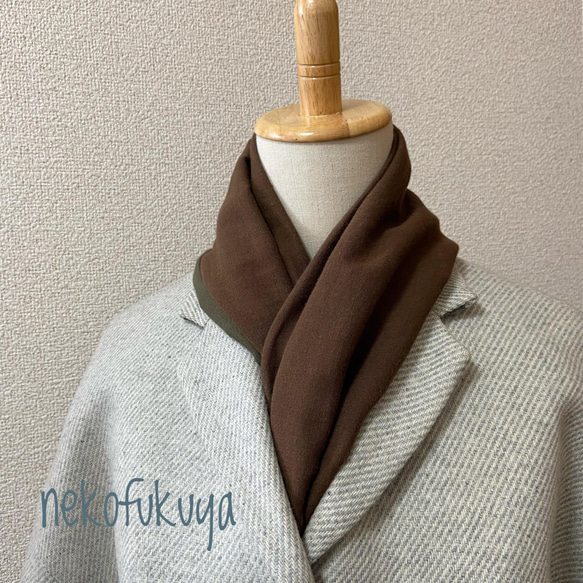 ほんわか柔らかダブルガーゼのショートマフラー　両面違う色にもできます☆受注製作です☆ 8枚目の画像