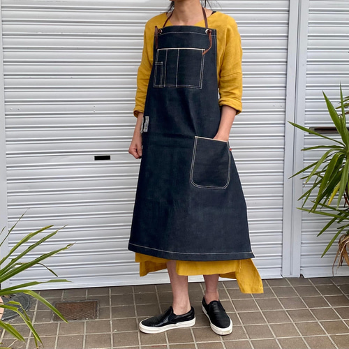 【美品】エプロン 岡山デニム デニム 赤耳 レザー 牛革 13.5oz・岡山デニム×イタリア本革・赤耳デニムエプロン – ViV LiB