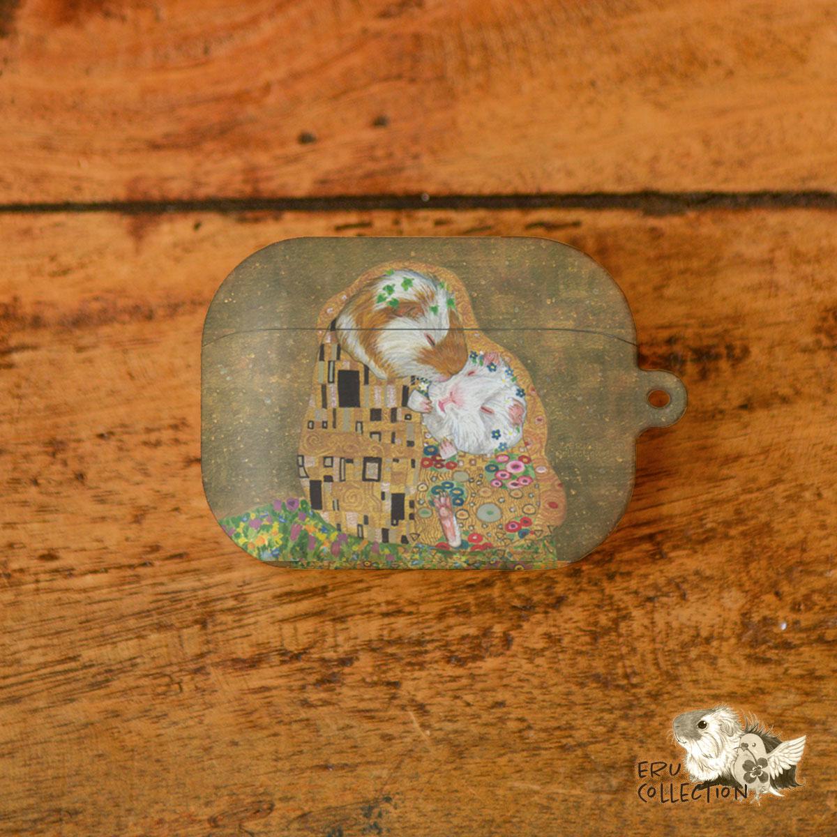 受注製作 AirPods ケース airpodspro エアポッツ プロ ハード 絵画 接吻＊モルモット 名入れ可