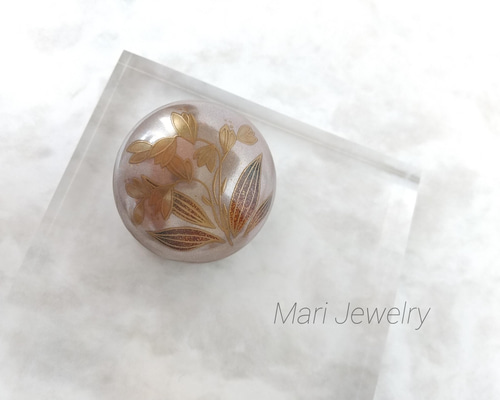 蒔絵ブローチ/ 蘭の花 / maki-e brooch/ orchid flowers ブローチ Mari