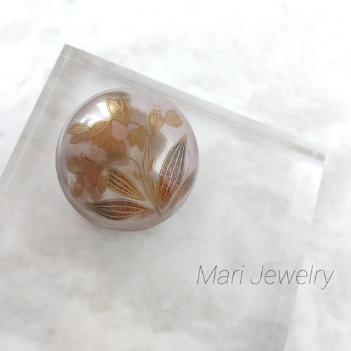 蒔絵ブローチ/ 蘭の花 / maki-e brooch/ orchid flowers ブローチ Mari