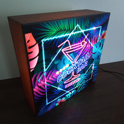 ハワイ カクテル ハイビスカス モンステラ カフェ バー スナック サインライト 置物 雑貨 LED2wayライトBOX 3枚目の画像