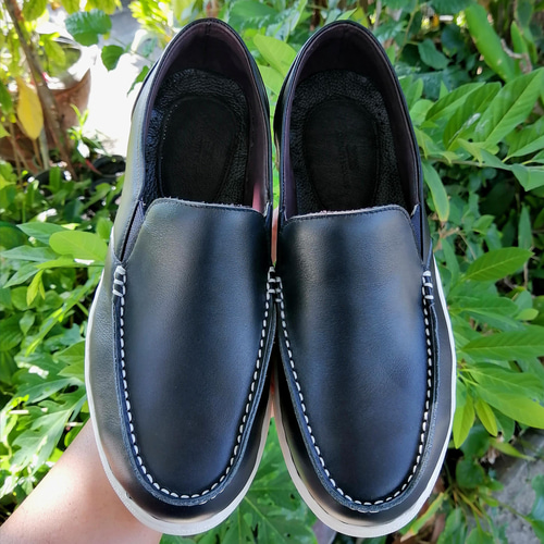 ネイビー モカシン 本革ウェッジソール BROTHER BRIDGE ブラザーブリッジ WARREN ウォーレン LOANO BLK
