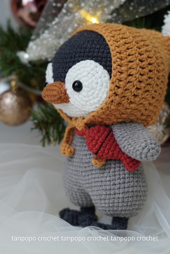 編みぐるみオーガニック コットンペンギン人形 2枚目の画像
