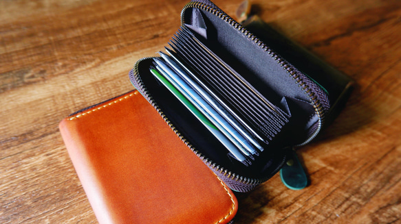 本革 ミニ財布 カードケース クレジットカードケース じゃばら カード入れ メンズ　レディース 6枚目の画像
