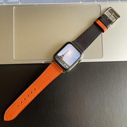Apple Watch バンド牛皮 アップルウォッチ革レザーベルトハンドメイドAppleWatch 7 45mm バンド 4枚目の画像
