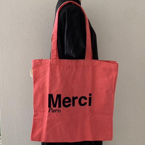 Merciロゴ リネントートバッグ roseXblack トートバッグ *LULU
