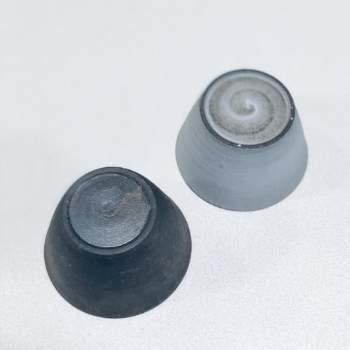 そばちょこ2つ陶器フリーカップ焼き〆作家物