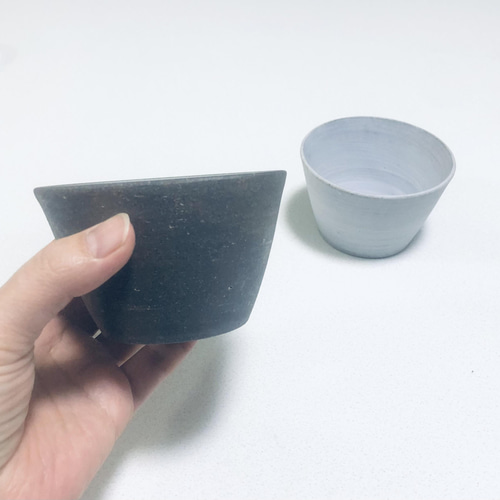 そばちょこ2つ　陶器　フリーカップ　焼き〆　作家物 そばちょこ2つ陶器フリーカップ焼き〆作家物