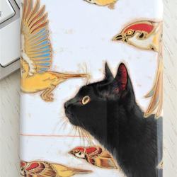 ＜側面まで印刷‣艶あり＞　黒猫のiPhone ハードケース 　/　スマホケース 4枚目の画像