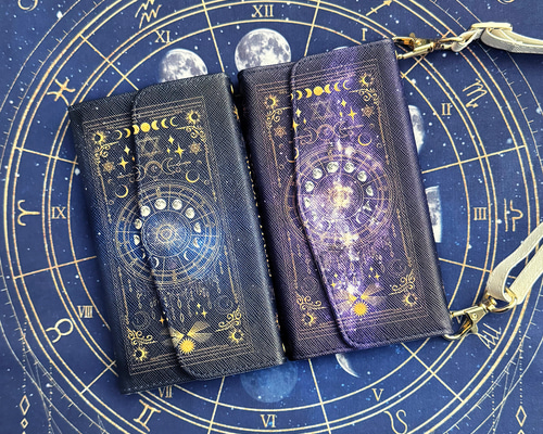 全5色】月の満ち欠け・12星座 ショルダーストラップ付き 三
