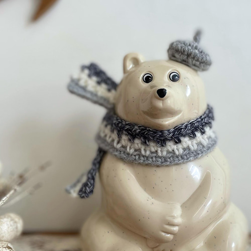 しろくま貯金箱 マフラー グレー 紺 北欧 その他インテリア雑貨 roros