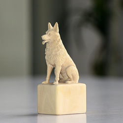 忠犬 参次元彫刻『篆』（柘植） 立体・オブジェ 月下蓮華彫刻堂 通販