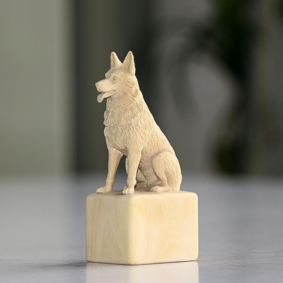 忠犬 参次元彫刻『篆』（柘植） 立体・オブジェ 月下蓮華彫刻堂 通販