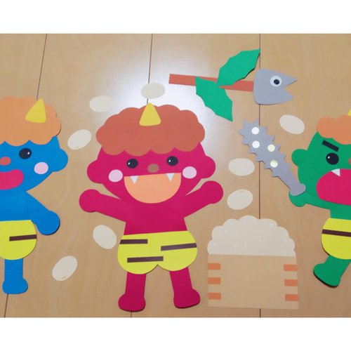 壁面飾り 節分 鬼 2月 豆まき 冬壁面 切り絵 はるいろ＊ 通販