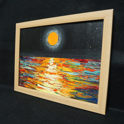 油絵 絵画 【オレンジの月】 2枚目の画像