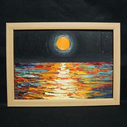油絵 絵画 【オレンジの月】 1枚目の画像