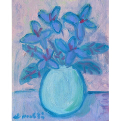 蒼い宝石】F8 絵画 油絵 油彩 キャンバス プレゼント お祝い 花