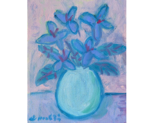 油彩画 花の絵 S.H. 作　額縁　F3　絵画　油絵 油彩画 花の絵 S.H. 作 額縁 F3 絵画 油絵 - メルカリ