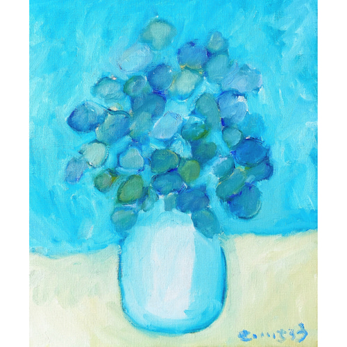 蒼い宝石】F8 絵画 油絵 油彩 キャンバス プレゼント お祝い 花 蒼い宝石】F8 絵画 油絵 油彩 キャンバス プレゼント お祝い 花