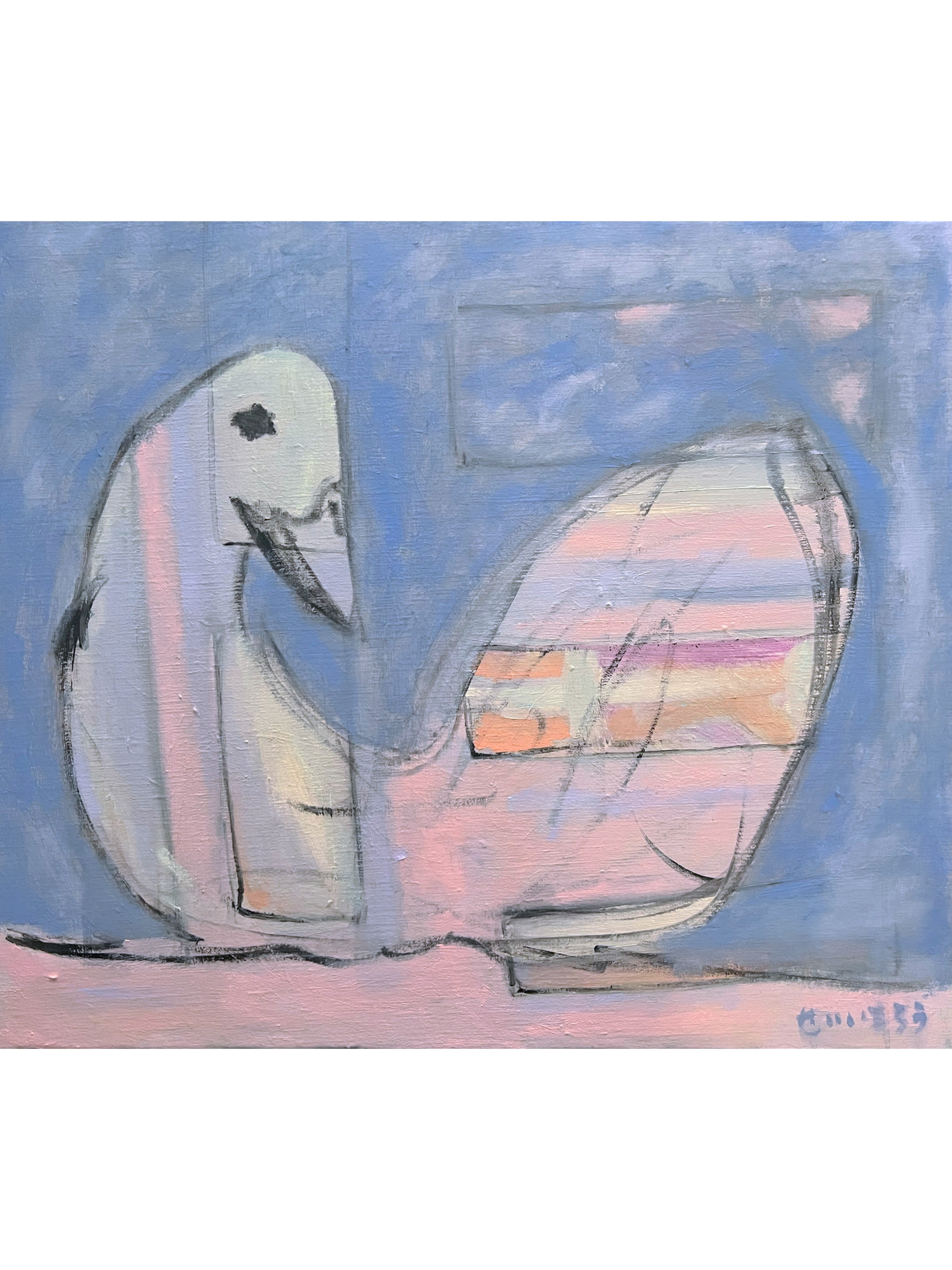 swanlake】F10 絵画 原画 油絵 油彩 キャンバス 鳥 鳥の絵 白鳥 スワン