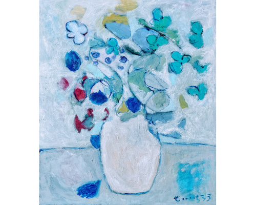 aquaagua】F8 絵画 抽象 抽象画 油絵 油彩 キャンバス 青 ブルー