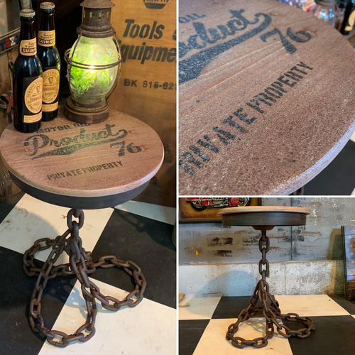 American style / チェーン脚のガレージスツール / ミニテーブル