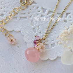 再販☆桜シェルとピンクカルセドニーのネックレス（ｋ14ｇｆ） 3枚目の画像